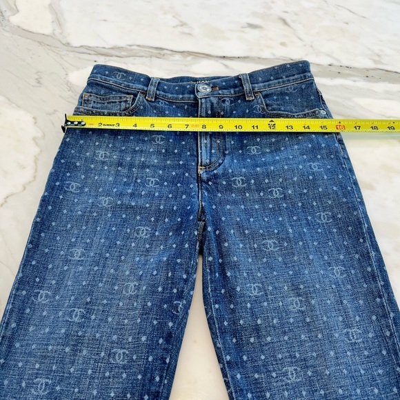 CHANEL 23 CC POLKA DOT DARK BLUE ECRU & WHITE SLIM JEAN SIZE FR 38 / US 6 - Picture 10 of 17